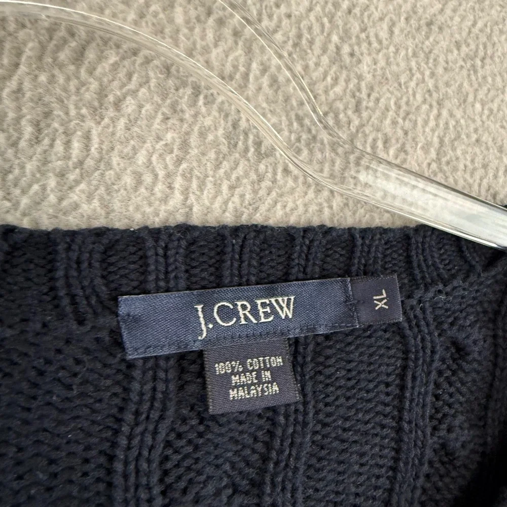 J.Crew Cable Knit Sweater Mens XL Chunky Heavy y2k preppy Navy Blue Cotton 12298